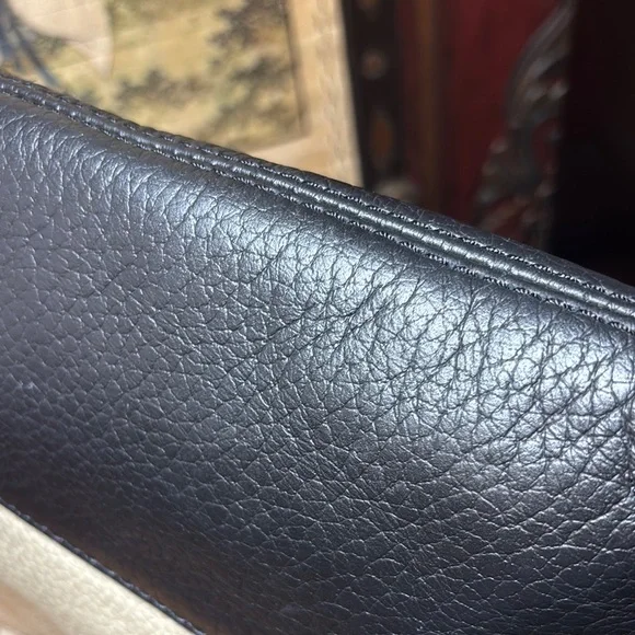 kate spade Leather Shoulder Crossbody Bag Two Tone Cream Black 10”Lx9.5”Hx2”W - Picture 12 of 17